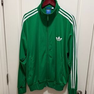adidas Green Lightweight Trefoil Track Jacket with White Stripes
